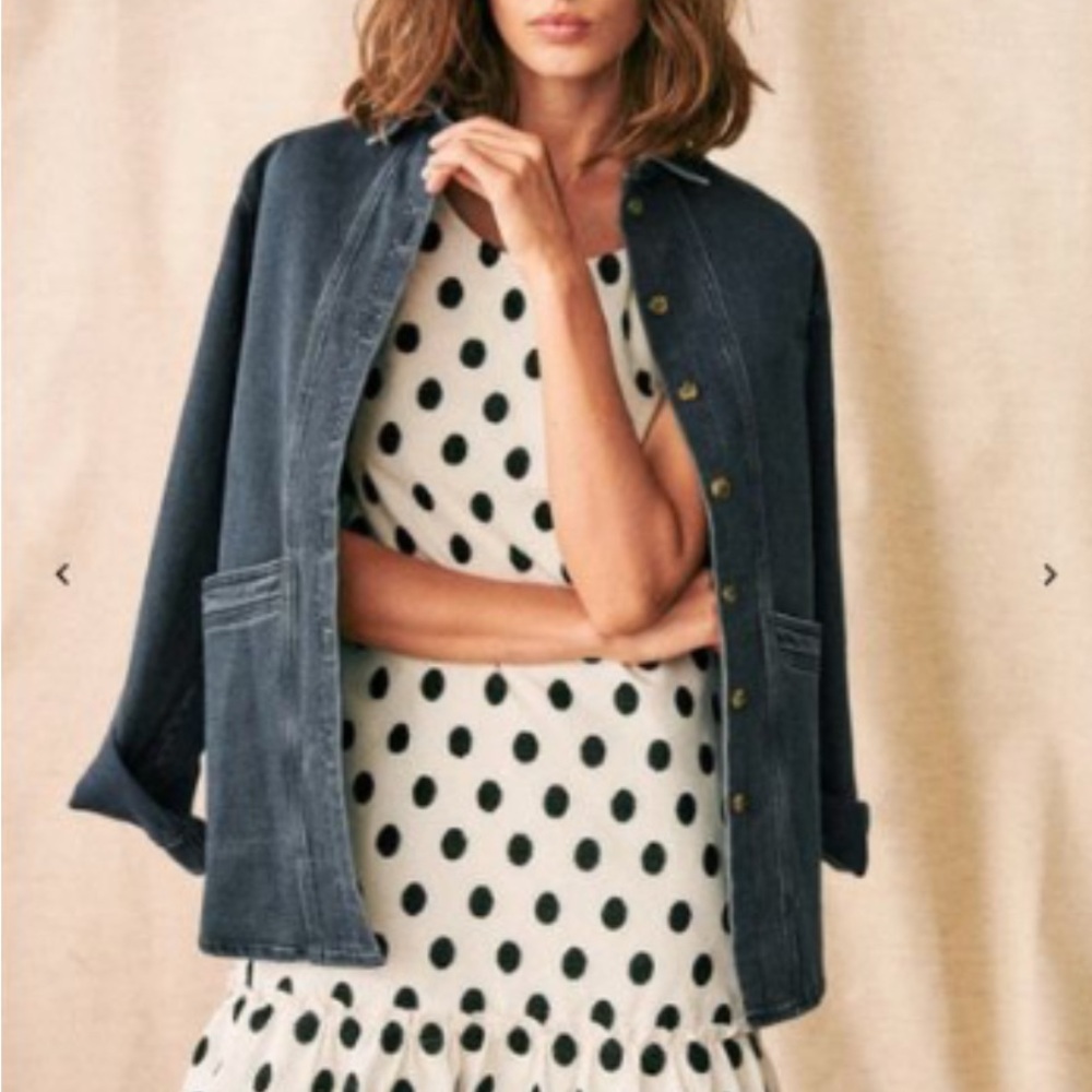 Sezane Mathilde White and Black Mini Dress
